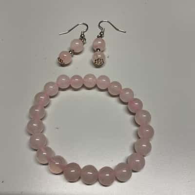 Womens Bracelet / Earrings Pink  glass beads