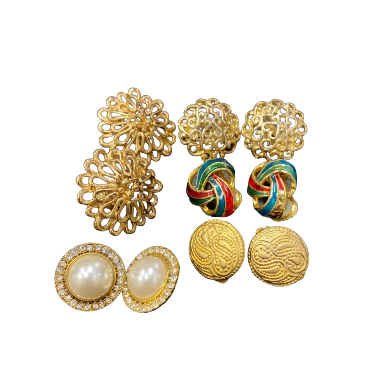 Womens Clip On Earrings 5X Colour Gold / Multicoloured