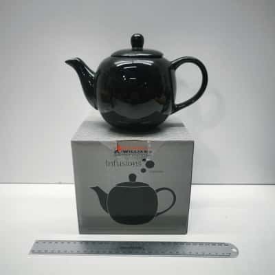 Maxwell Williams Infusions Liquorice Black Ceramic Teapot 6 Cup Boxed