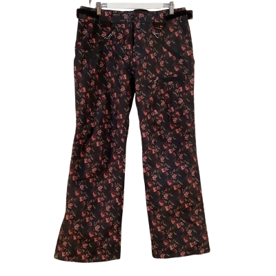 Crane Womens  Size M Ski Pants Black / Floral / Pink  