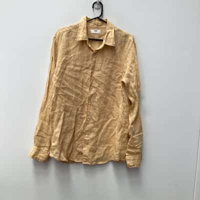 Uniqlo Mens Long Sleeve Linen Yellow Size L