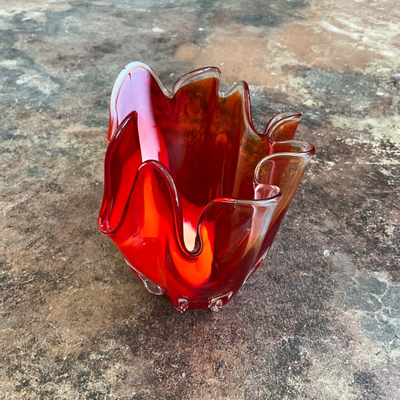 Red Glass Handkerchief Vase(s)