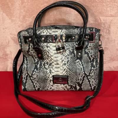  Women's Juno Black Snake Skin Tote Bag 
