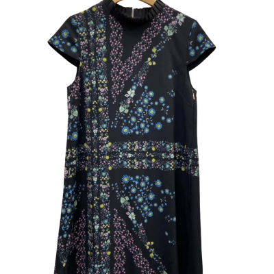 Ted Baker Womens  Size 12 Midi/Short Sleeve Dress  Black  / Floral 