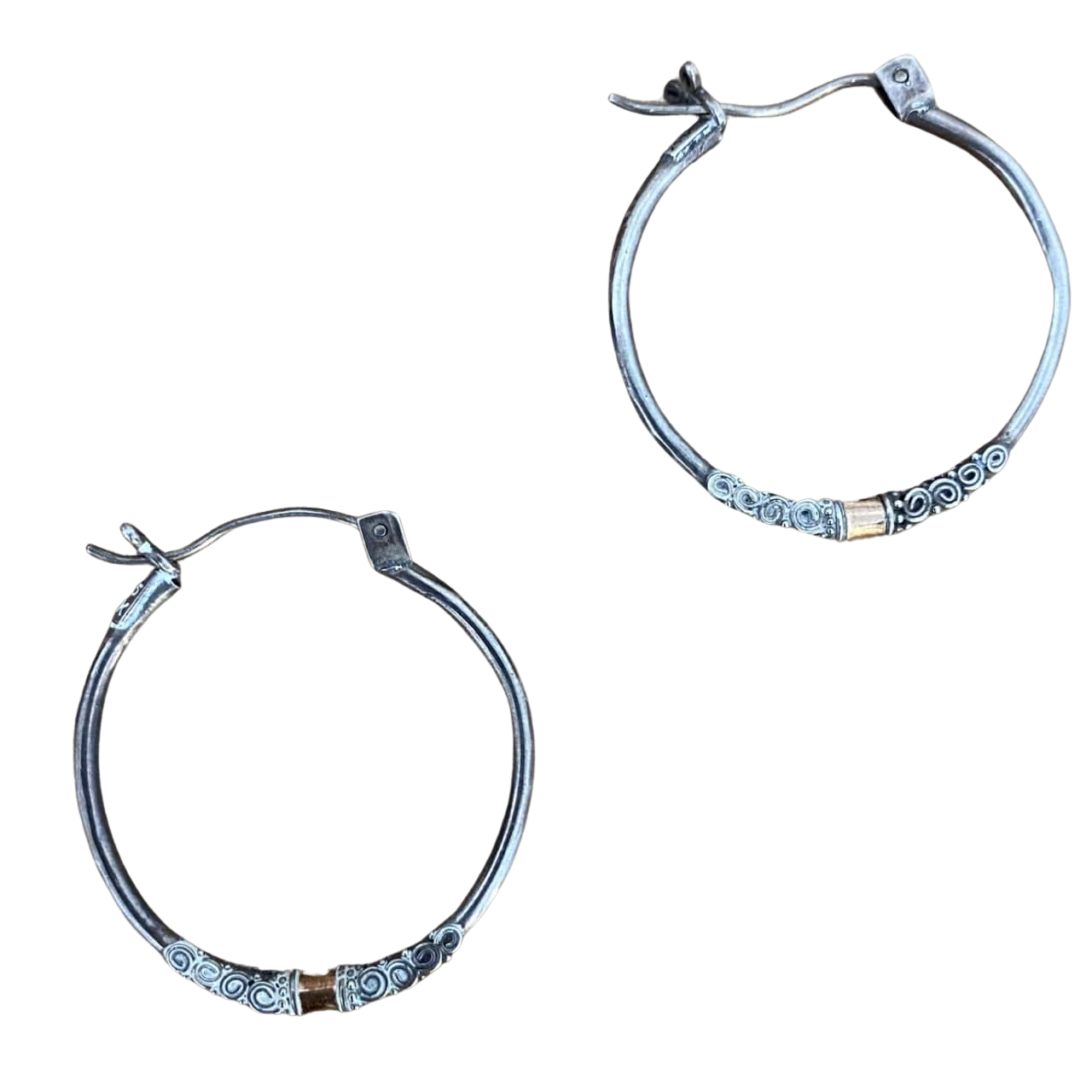 Vintage Hoop Earrings Made With 18K Gold & 925 Silver