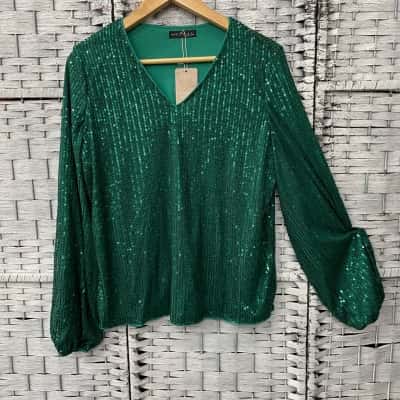 Emery Rose Womens  Size L Long Sleeve Top Green 