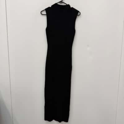 Witchery Black Sleeveless Knit Midi Dress - Size 10 