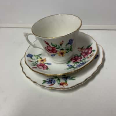 Vintage colclough floral cup saucer and sandwich plate set