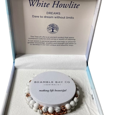 Bramble Bay Co White Howlite Tree Of Life Duo Bracelet Set