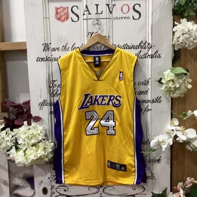 Adidas / NBA Brand! NBA JERSEY VEST! LOS ANGELES L.A LAKERS! MARQUEE PLAYER NO; 24 KOBE BRYANT! THE LEGENDARY ICON!! Womens  Size L Jersey Purple / Yellow 