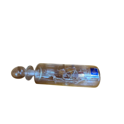 Hand Blown Bounty Glass Ship with Bottle with Gold Sails