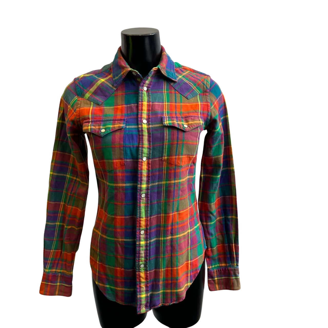 Ralph Lauren Womens Size 8 Long Sleeve Checked Flannel Shirt