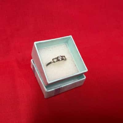 Silver-Tone Three-Stone Trilogy Ring