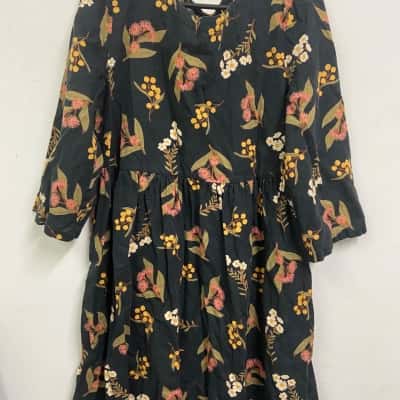 Princess Highway Size 14 Black Floral Dress 