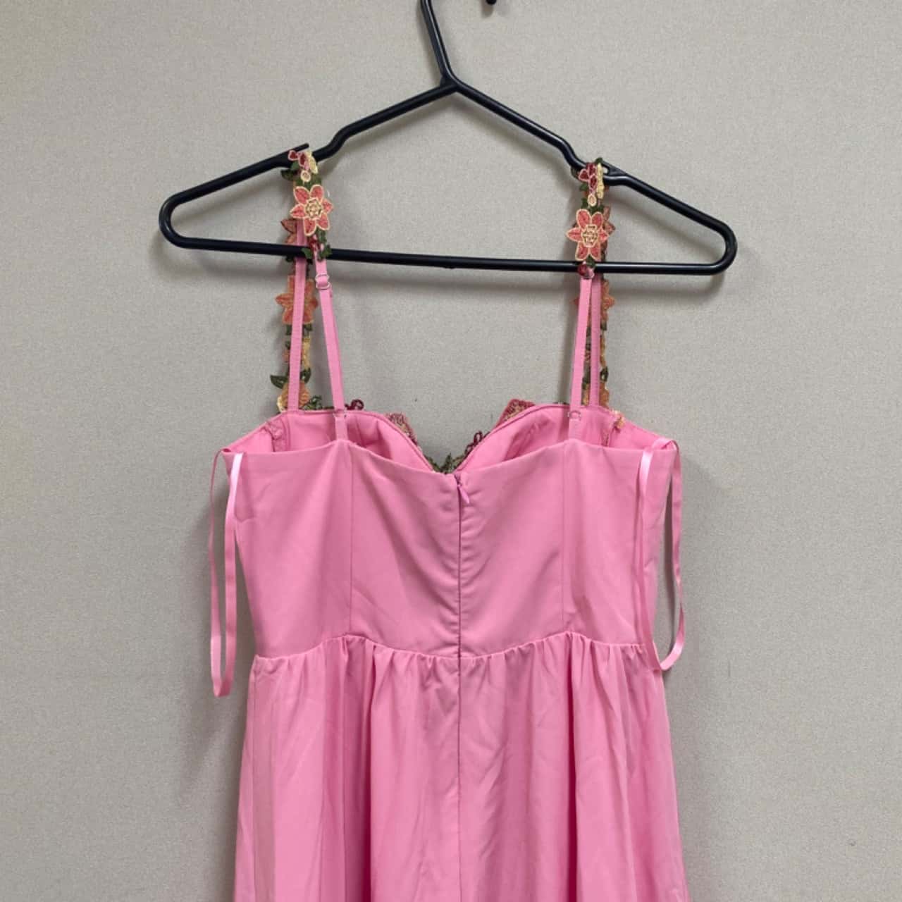 strapless open back dress Here Comes the Sun | Pink Ruffle Maxi Dress