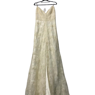  Karen Willis Holmes  Gianna Wedding Dress with Lace Size 0 Off White 