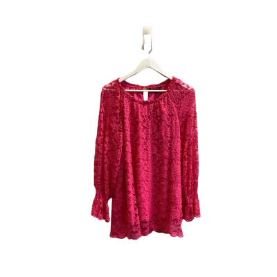 Brand New Liz Jordan Womens  Size L Long Sleeve Top Pink Lace