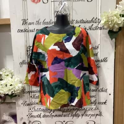  GIVONI BRAND! BNWT AUSTRALIAN DESIGNED AND OWNED ABSTRACT ART PATTERN LIGHT WEIGHT SHIRT! Womens  Size 10 3/4 Sleeve Shirt / 3/4 Sleeve Top Multicoloured / Pattern 