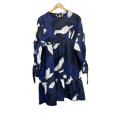 Morrison Womens  Size 1 Long Sleeve Dress Black  / Navy Blue / White RRP $299