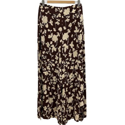 Dotti Women's Linen Blend Palazzo Pants Size 10 Beige / Brown / Floral 