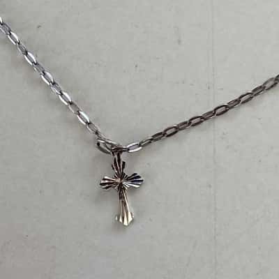 925 Sterling Silver Chain Necklace With Small Cross Charm 