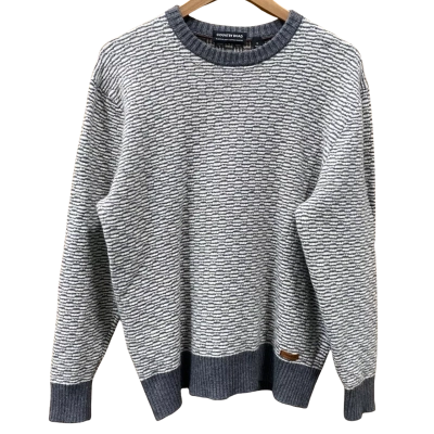 Country Road Grey/White Striped Pattern Jumper Size M