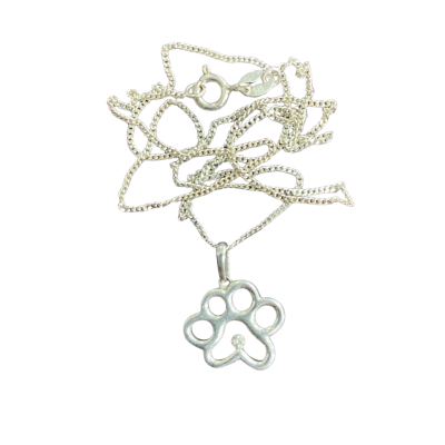  Womens Stirling silver 22cm drop Necklace with bear paw pendant 