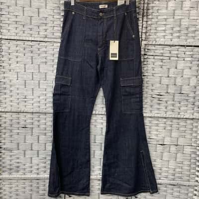 Anyplace Womens  Size 42 Italian Wide Leg Jeans Blue 