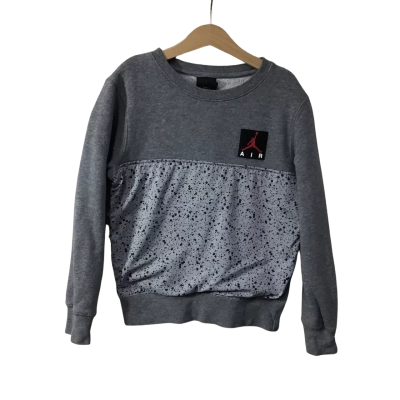 AIR Kids Size 8-10 Grey / Black Pattern Long Sleeve Crew Neck Sweatshirt