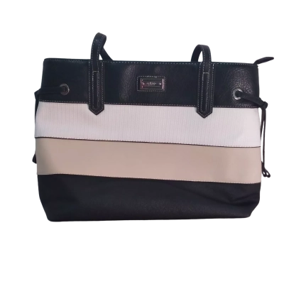 Cellini Sport Multi-Panel Tote Bag - Black/White/Tan