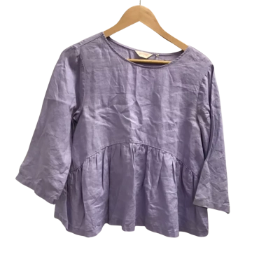 Gorman Women 110% Linen Size 8 3/4 Sleeve Shirt Purple 