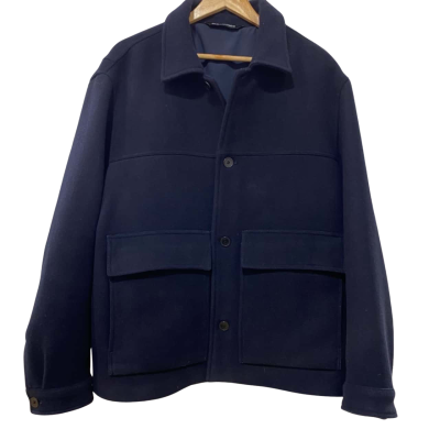 Zara Wool Blend Short Coat. Size XL Winter Coat / Winter Jacket Navy Blue 