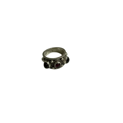  Womens 925 Sterling Silver Garnet Stone Ring 