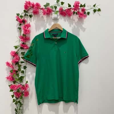 Tommy Hilfiger Mens POLO T-Shirt Size L Green 