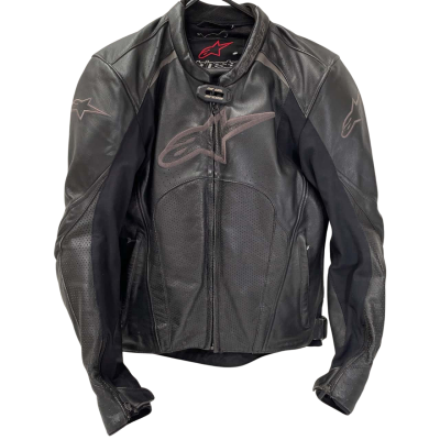Alpine Stars Men’s Black Leather Avant Motorcycle Jacket - US Size 38 