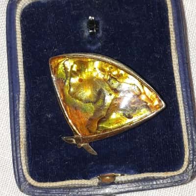 Vintage Sterling Silver Gold Coloured Ammolite Brooch 