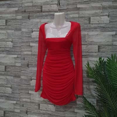 Boohoo Womens  Size 14 Mini Dress Red 