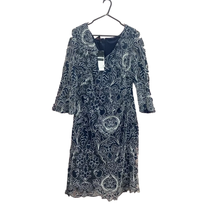  Jesse Harper Womens Size 16 White & Navy Blue Floral Midi Dress 