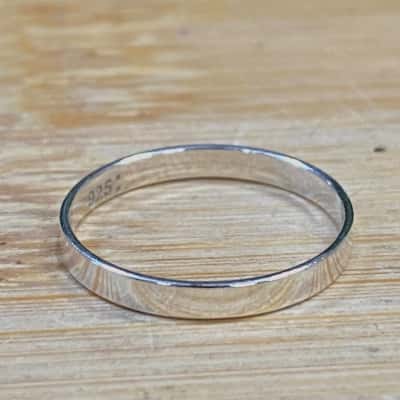 Sterling Silver Plain Band Ring (Stamped 925)