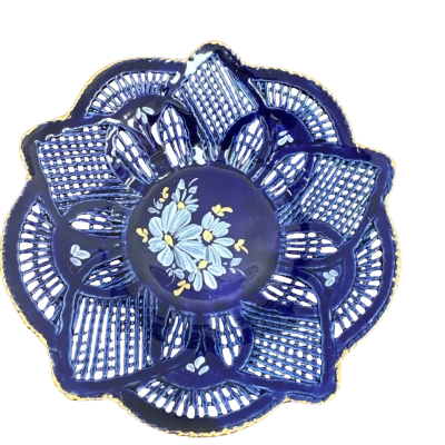 Cobalt Blue Lace Porcelain Decorative Miniature Bowl