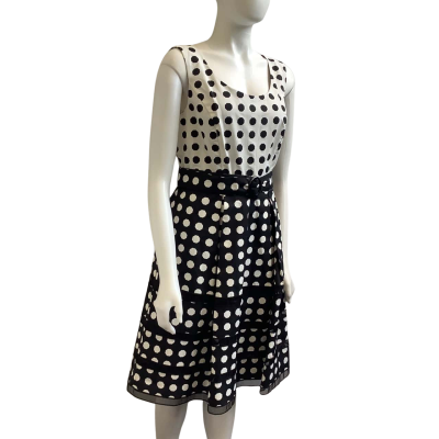 Brand New Basque Womens  Size 14 Patterned Sleeveless Dress Black / Milk 
