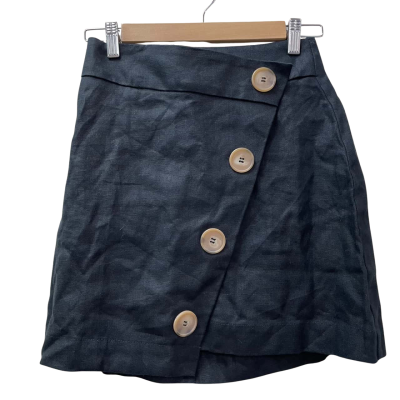 BNWT Country Road Womens Size 6 Black Linen Mini Skirt  