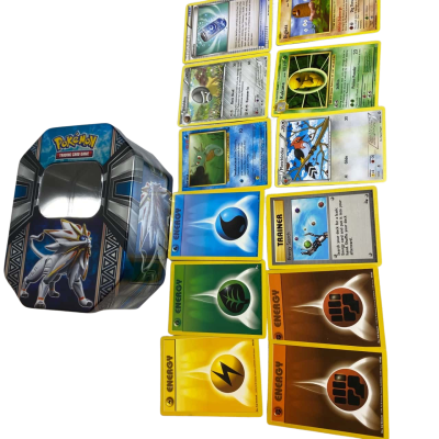 12 Pokémon Cards And Tin Box