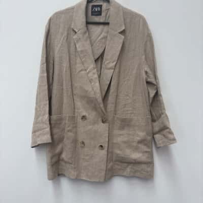 Zara Womens  Size M Blazer Beige 