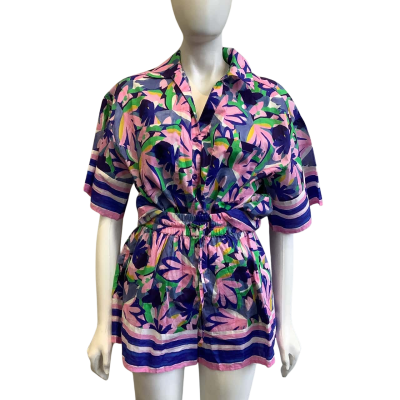 BNWT Steele Women's Size XS Short Sleeved Two Piece Set Multicoloured Floral 