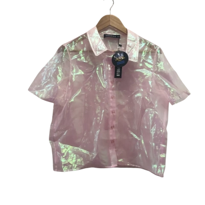 Dangerfield Womens  Size 10 Short Sleeve Translucent Top Pink  BNWT$58