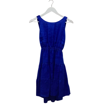 LUSANA Kyra Colbalt Blue Linen Dress Size 10 Open Back NEW!!