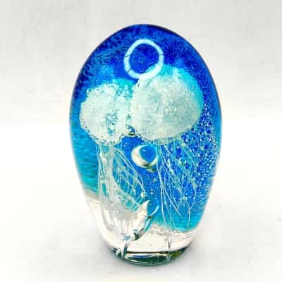 Jellyfish Paperweight Art Glass - 1kg Weight x 12cm Height (Brica Cubes)