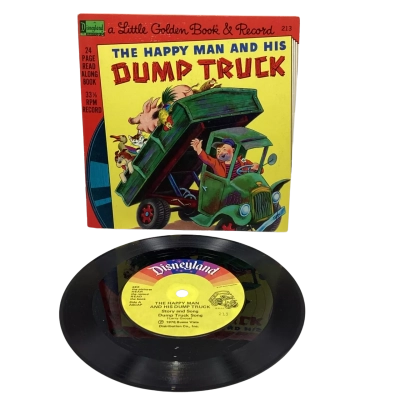 Vintage Little Golden Record & Book The Happy Man And His Dump Truck