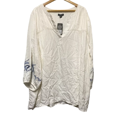 Autograph Womens  Size 26 Off White Pintuck EMB Top